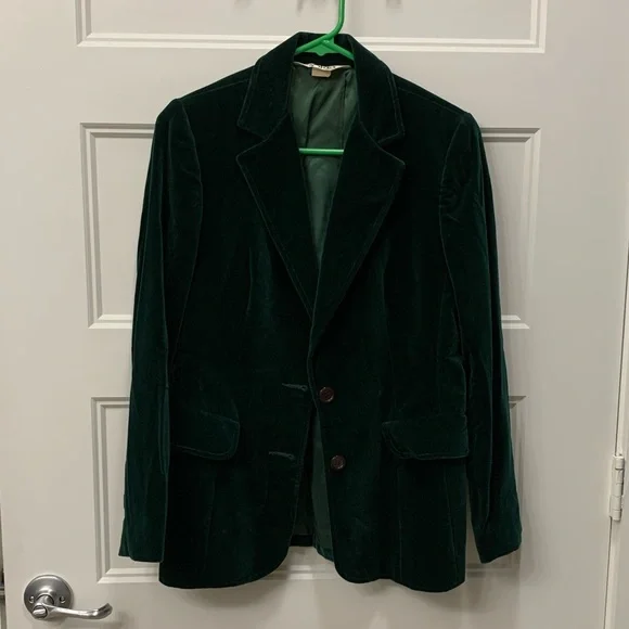 Vintage Koret Made in USA Dark Emerald Velvet Blazer - Picture 5 of 8